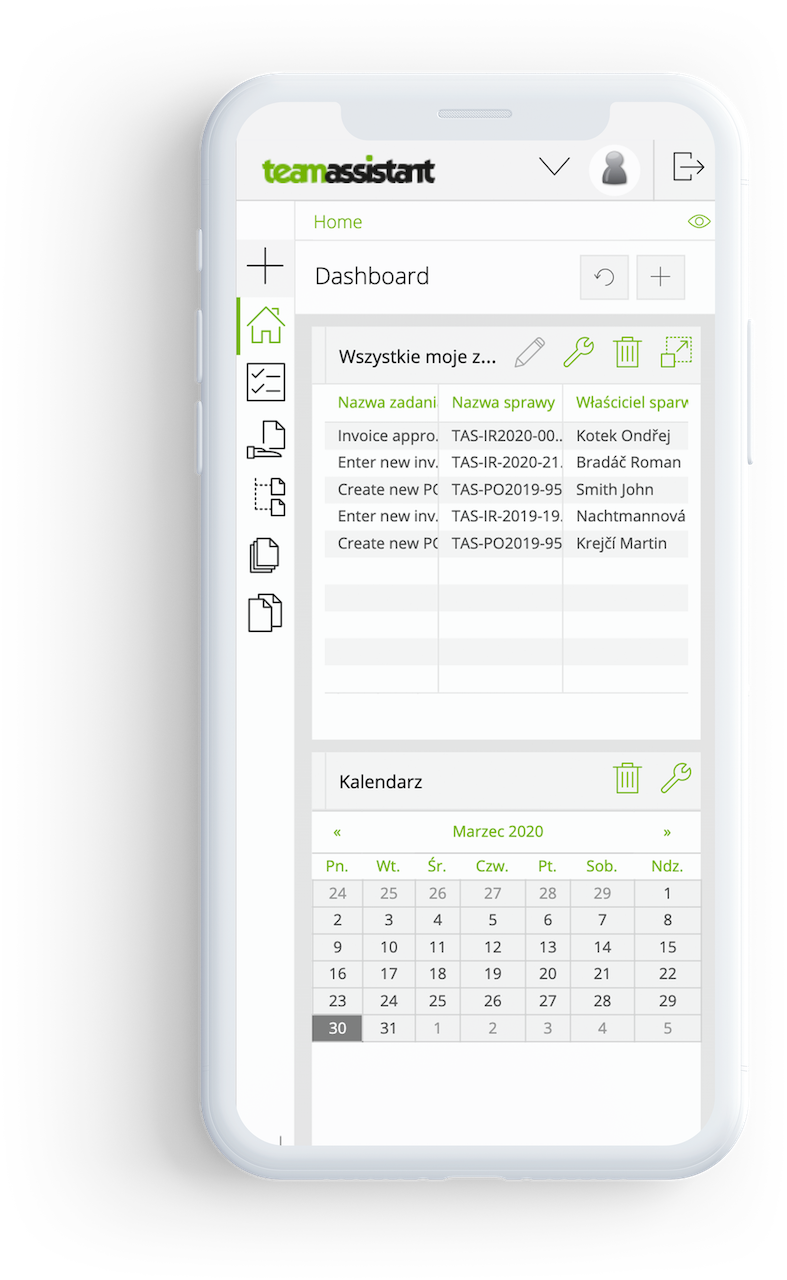 iphone mockup with opened Team assistant