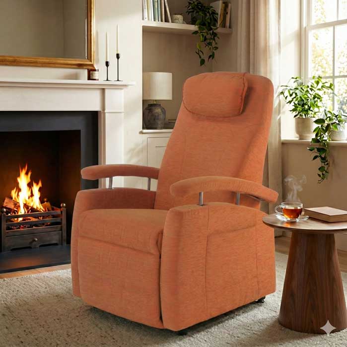 Fitform sta op stoel in moderne woonkamer