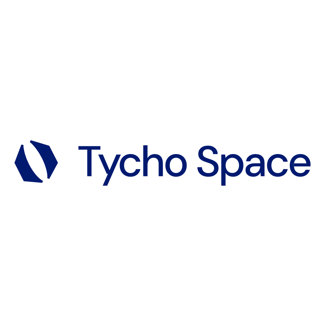 Tycho Space logo with a stylized hexagonal icon and dark blue text.
