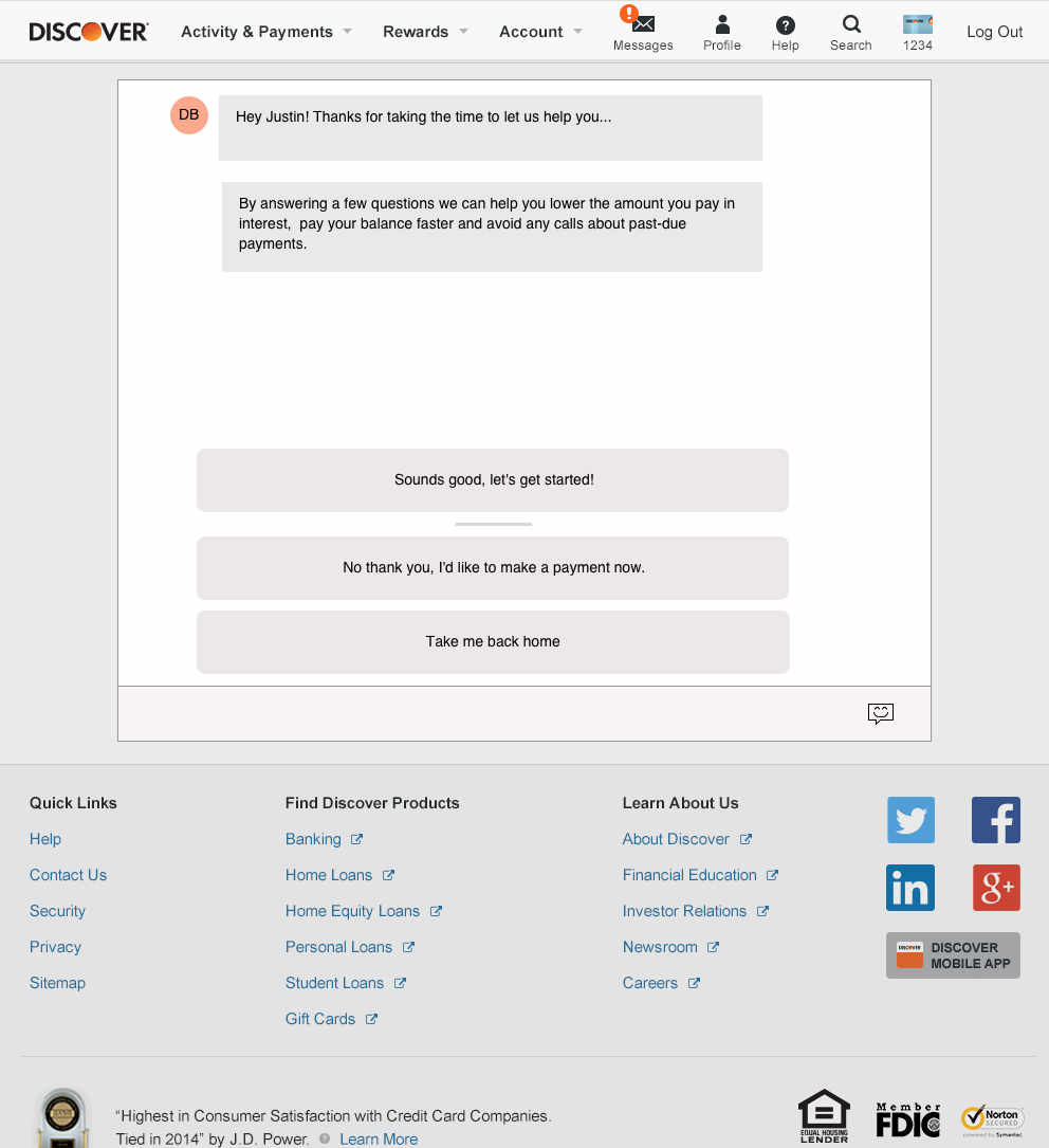 Mockup of the chat flow