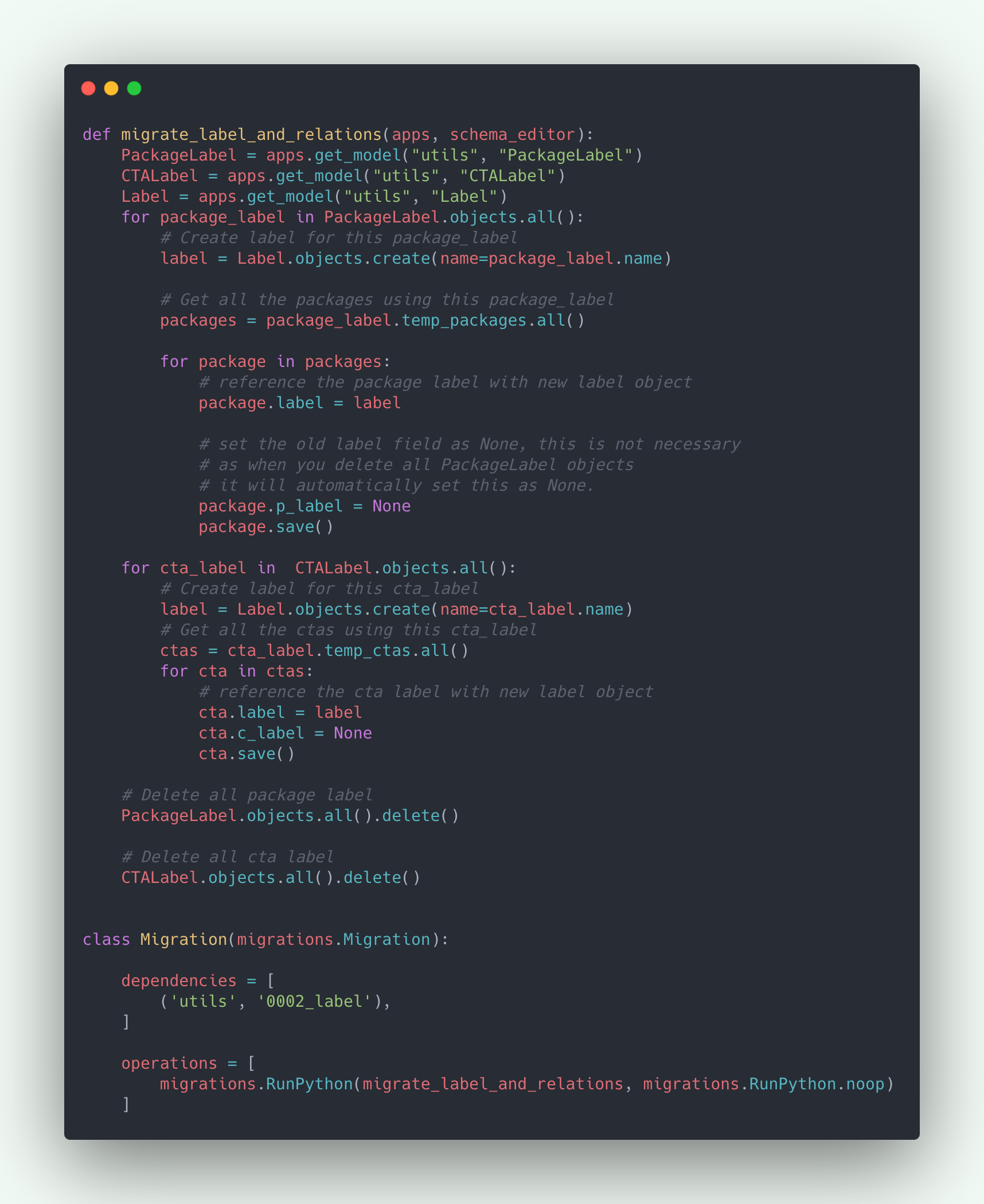 Data migrations file