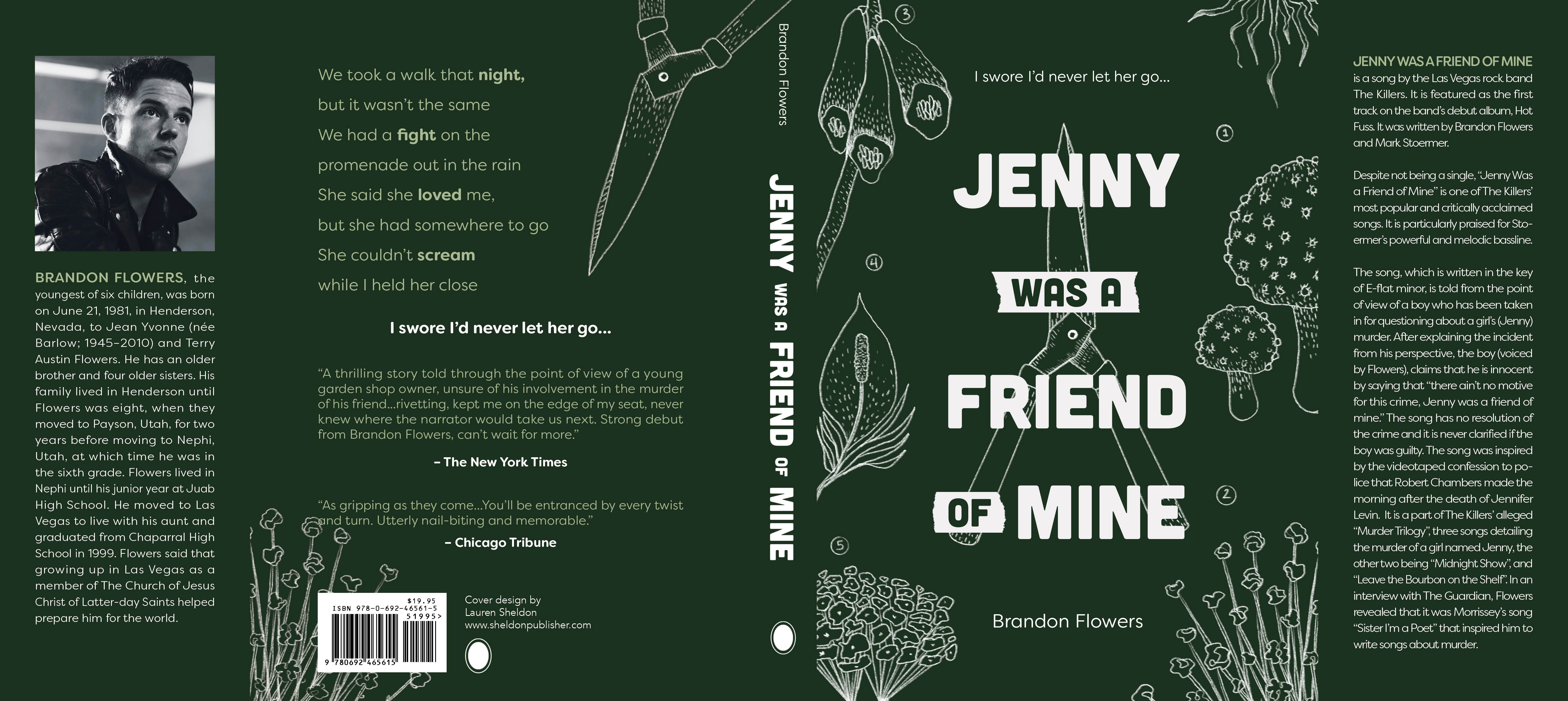 'jenny was a friend of mine' dust jacket cover wrap mockup