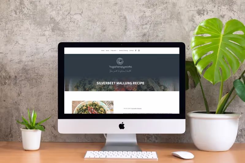 mac desktop computer template design image with plant