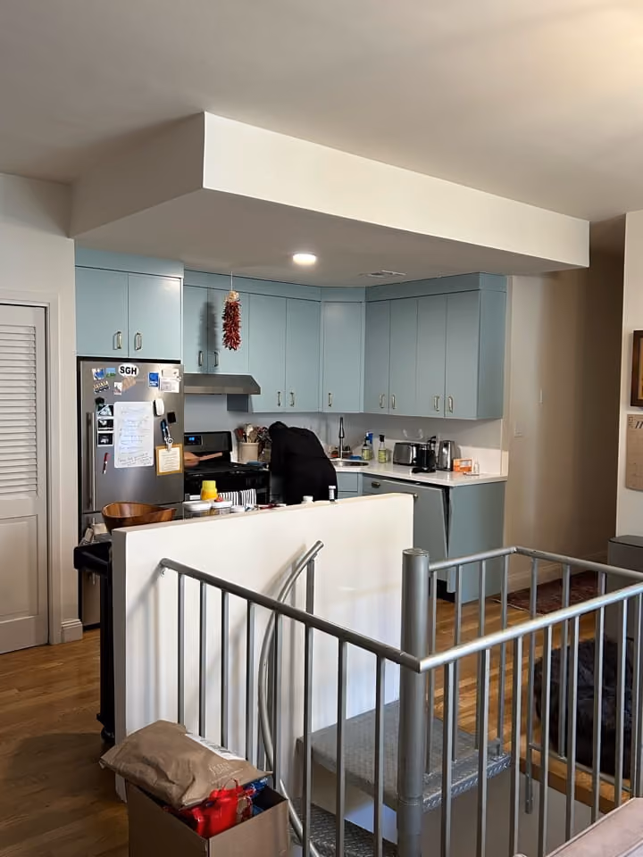 Dated kitchen before renovation in a 17 Cornelia Street West Village duplex by Gallery KBNY