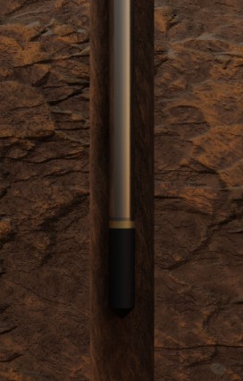 Sonda Gamma ray dentro de un pozo.