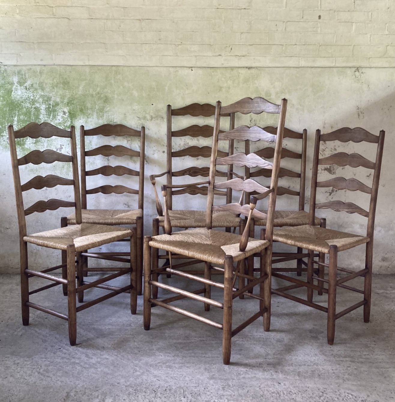set of six high pass chairs by Ernest Gimson