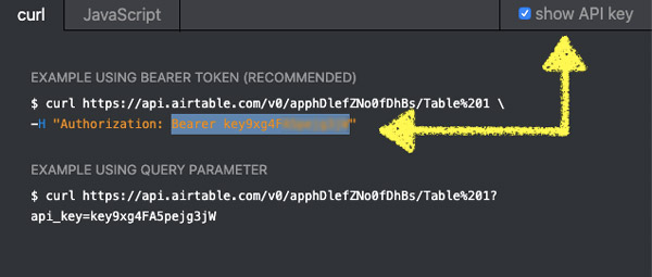 airtable api key