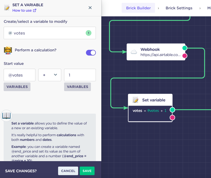 set a variable votes calculation