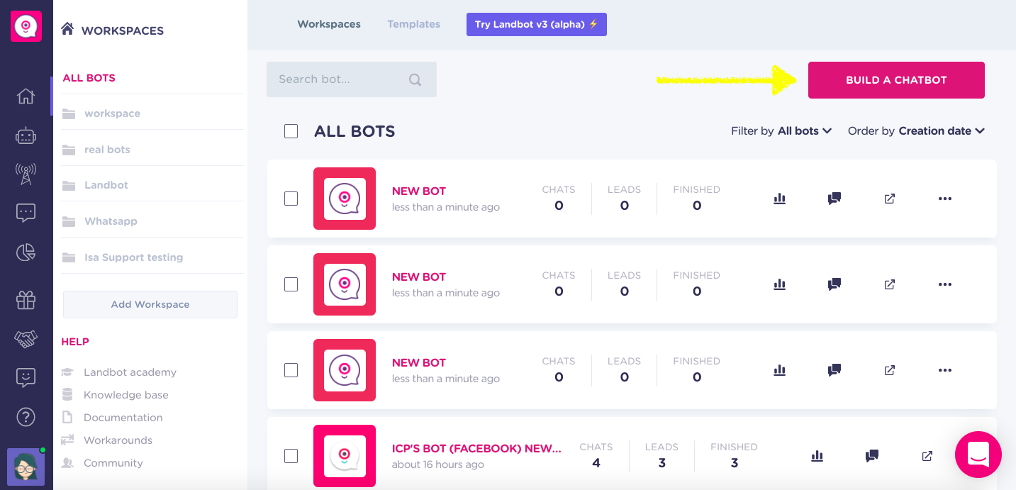 build restaurant chatbot with landbot