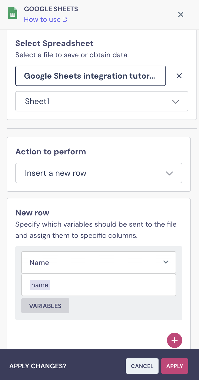 landbot google sheets integration setup