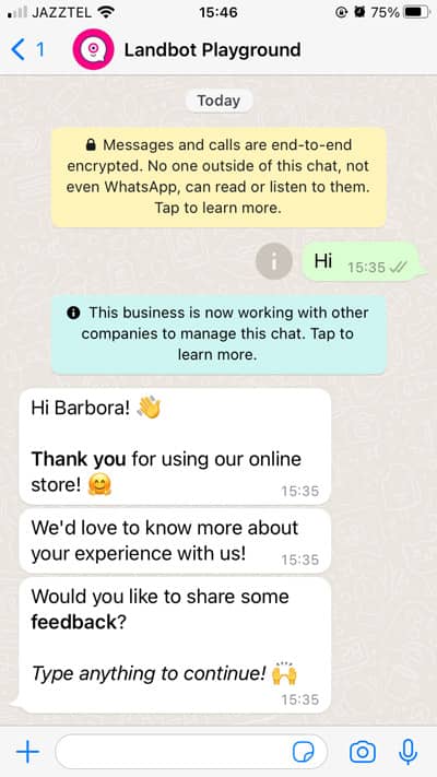 whatsapp bot landbot template