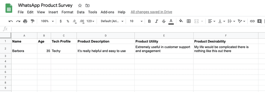 Imagen que muestra si la integración de Google Sheets se ha realizado correctamente con nuestro WhatsApp bot