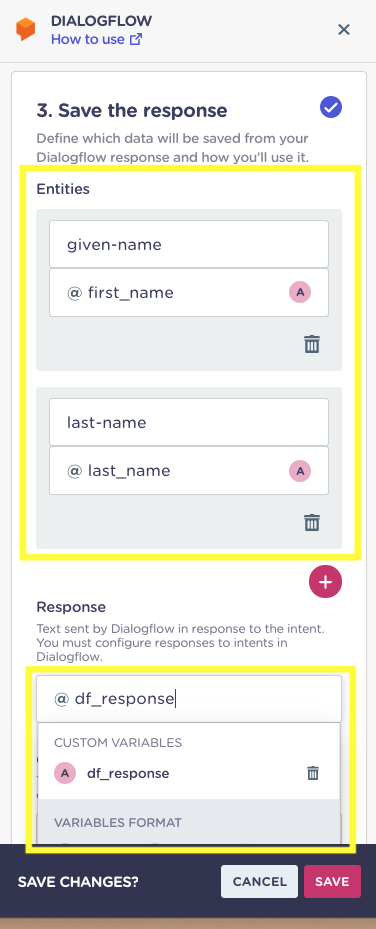 dialogflow integration setup in landbot