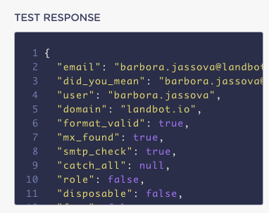 test response email validator api