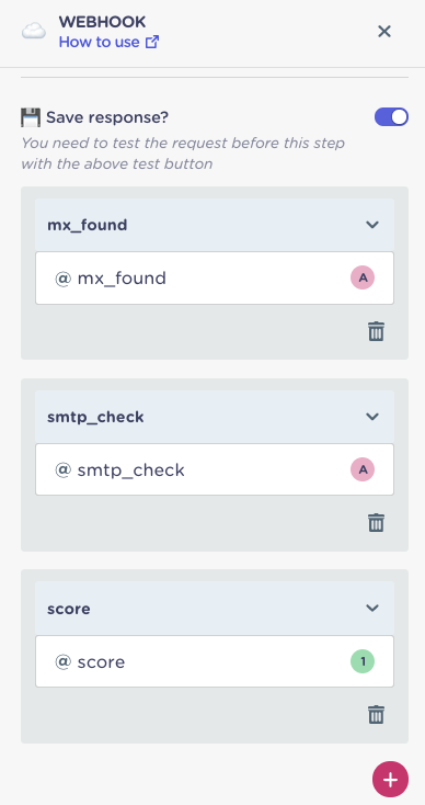 data pulled from webhook 