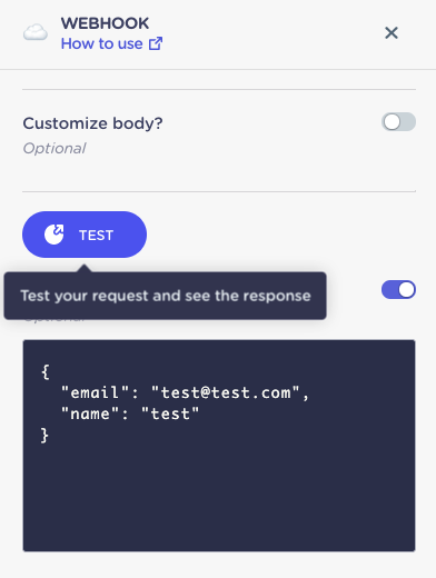 test webhook in landbot