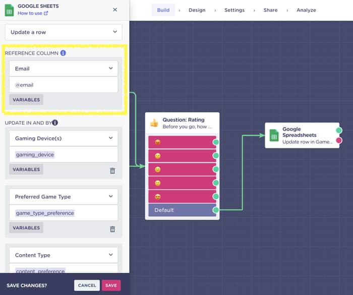 Update Google Spreadsheet with New Data from your website chatbot