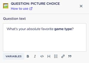 Picture choice block for website chatbot