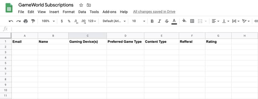 Export Data to Google Spreadsheets