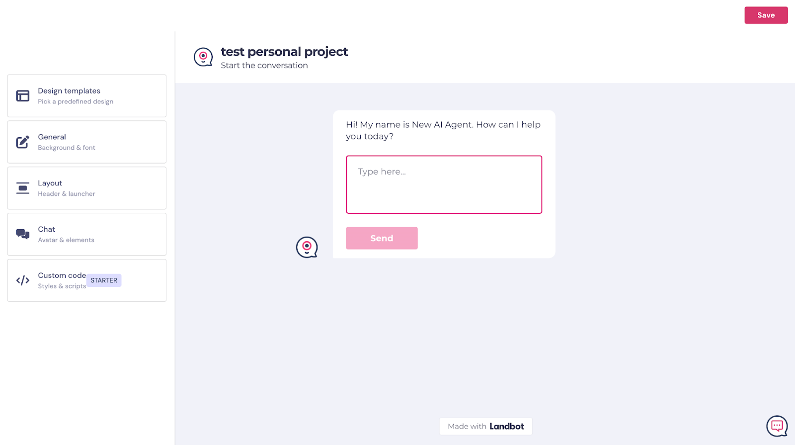 Image showing how you can design and apply your brand colors to your AI Agent
