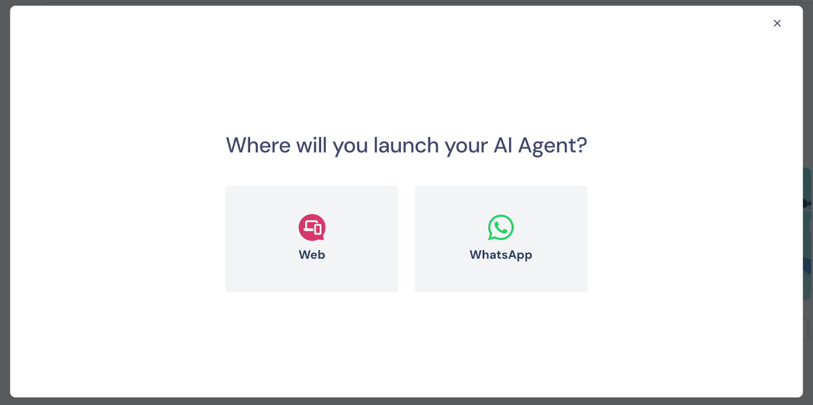 Image that shows in which channels you can launch an AI Agent