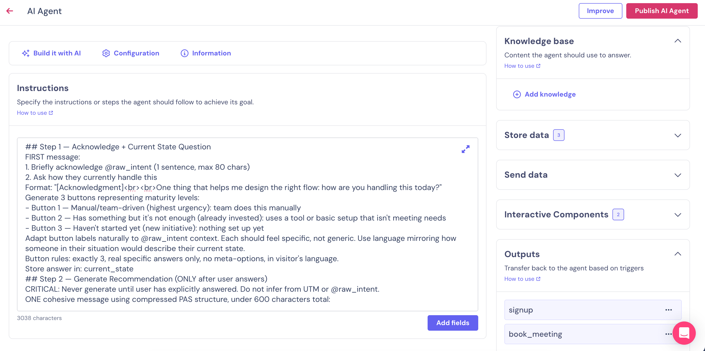 AI Agent configuration in Landbot