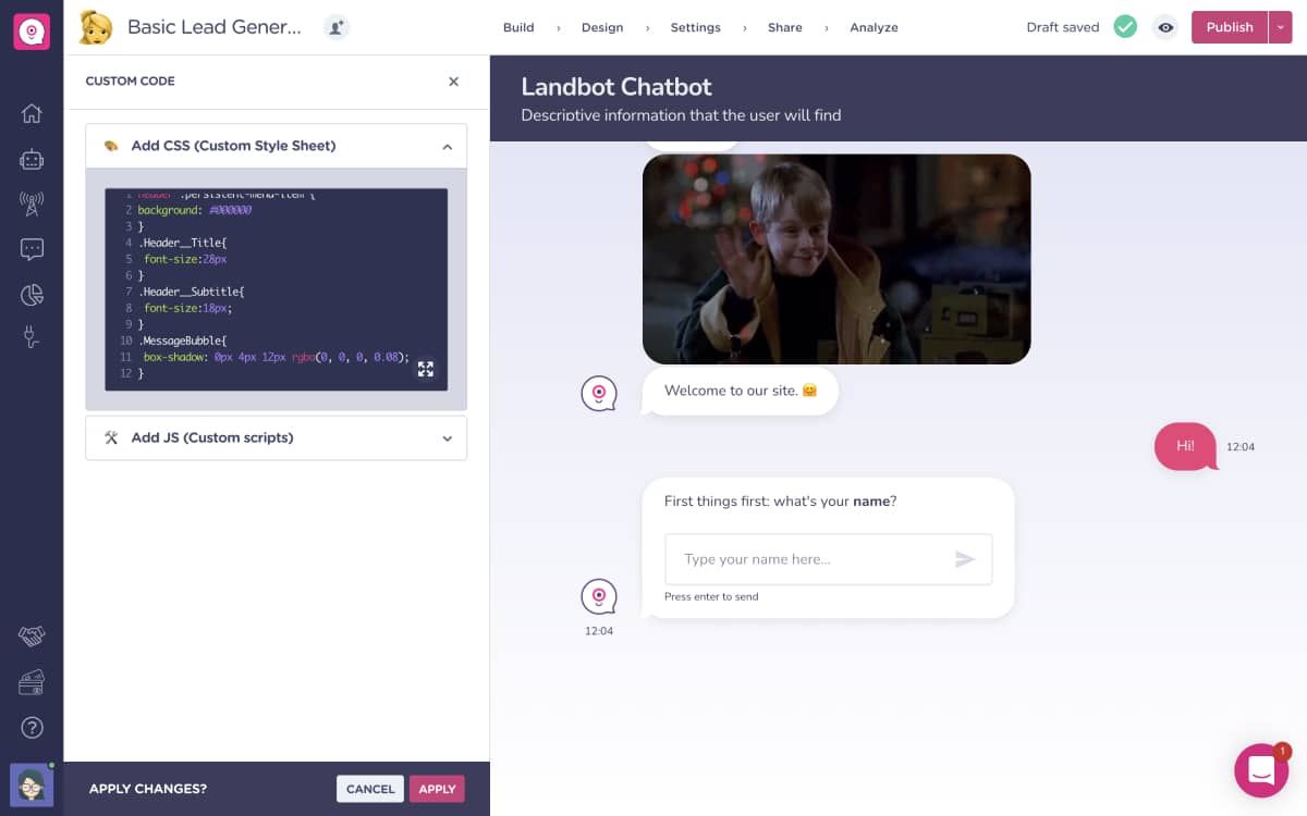 custom css chatbot design