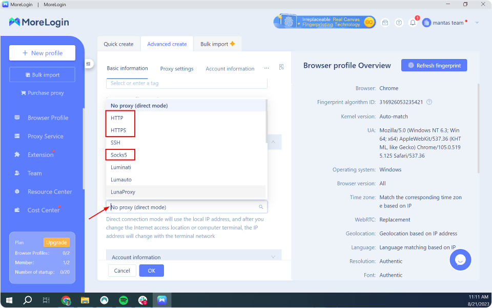 Step 4 - Select Connection protocol type