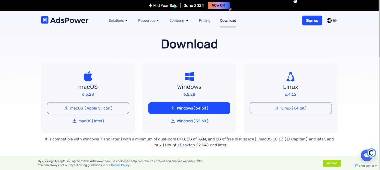 Official AdsPower browser download page