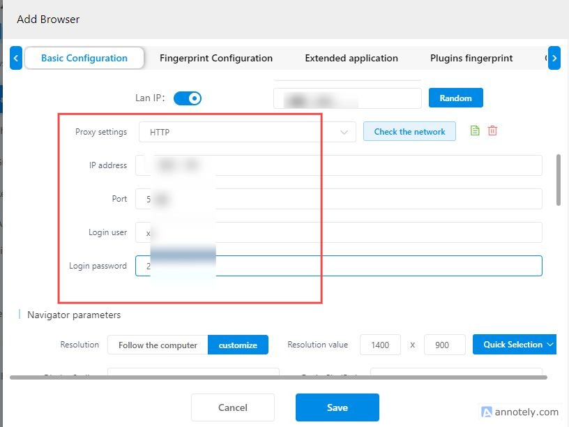 Customizing the proxy details