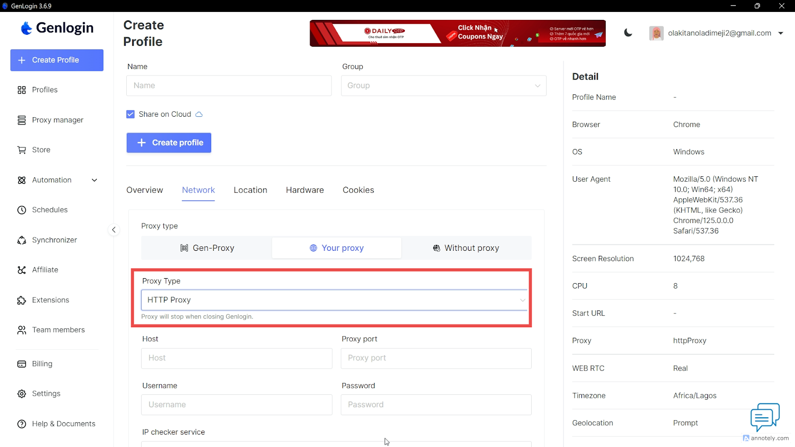 Different types of Proxies on Genlogin