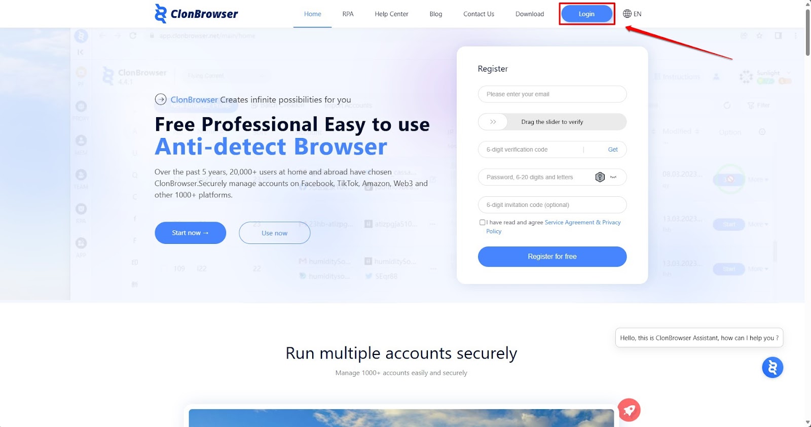 ClonBrowser Login