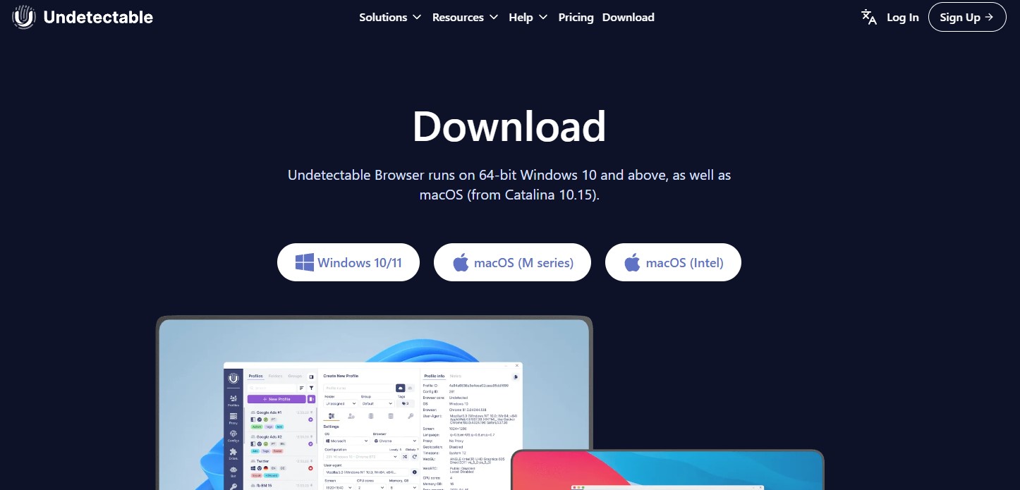 Undetectable.io download page