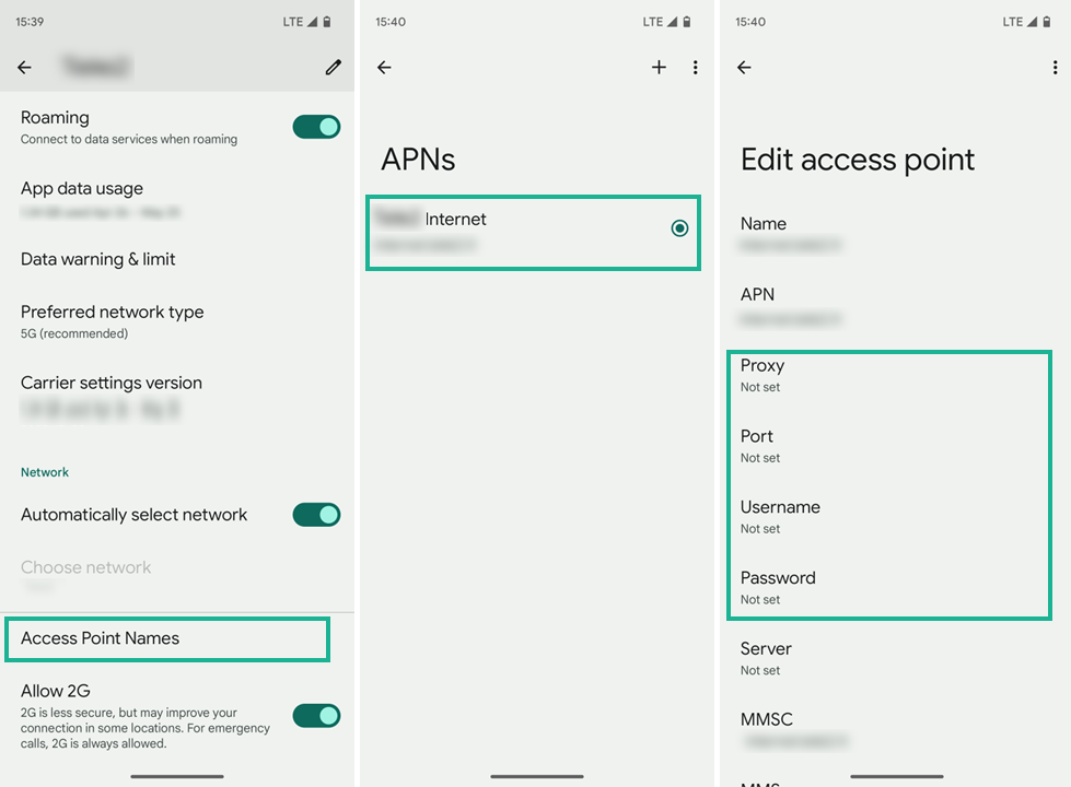 Editing Android access point settings