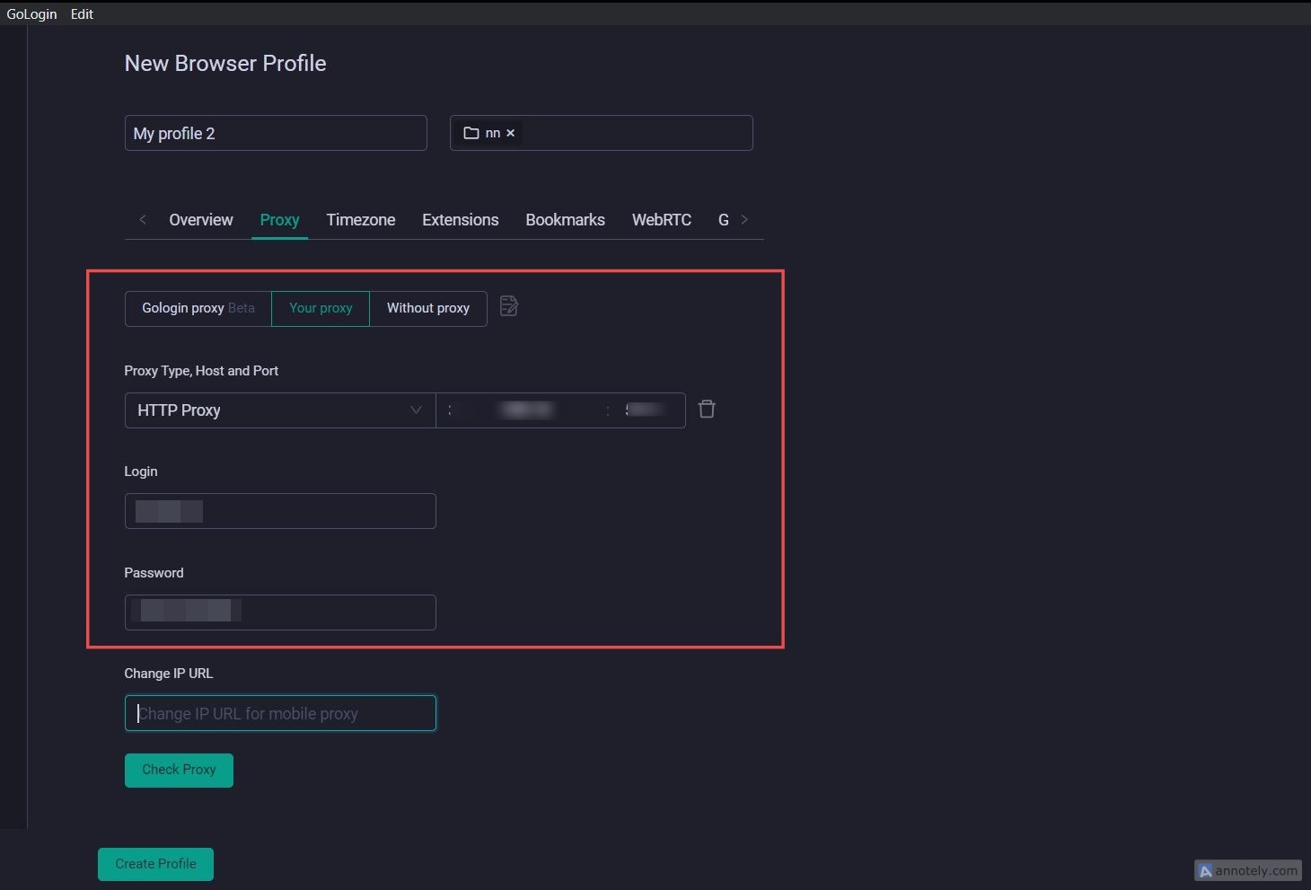 Customizing a static IP address proxy