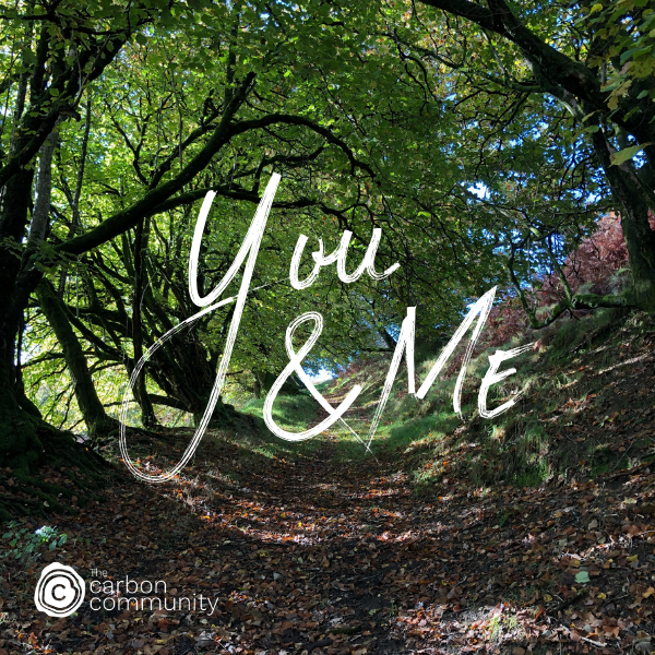 Oak lined walkway with You & Me message