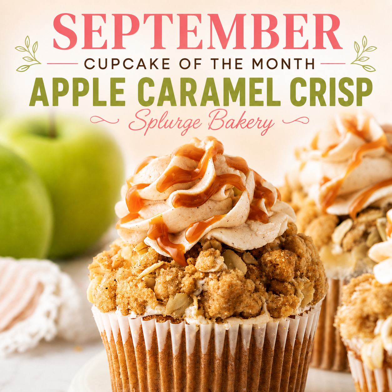 Apple Caramel Crisp Cupcake of the Month