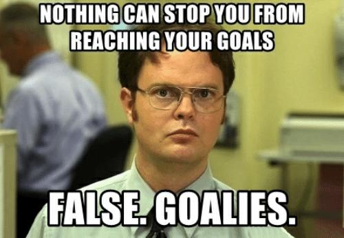 Nothing can stop you from reaching your goals. False. Goalies.