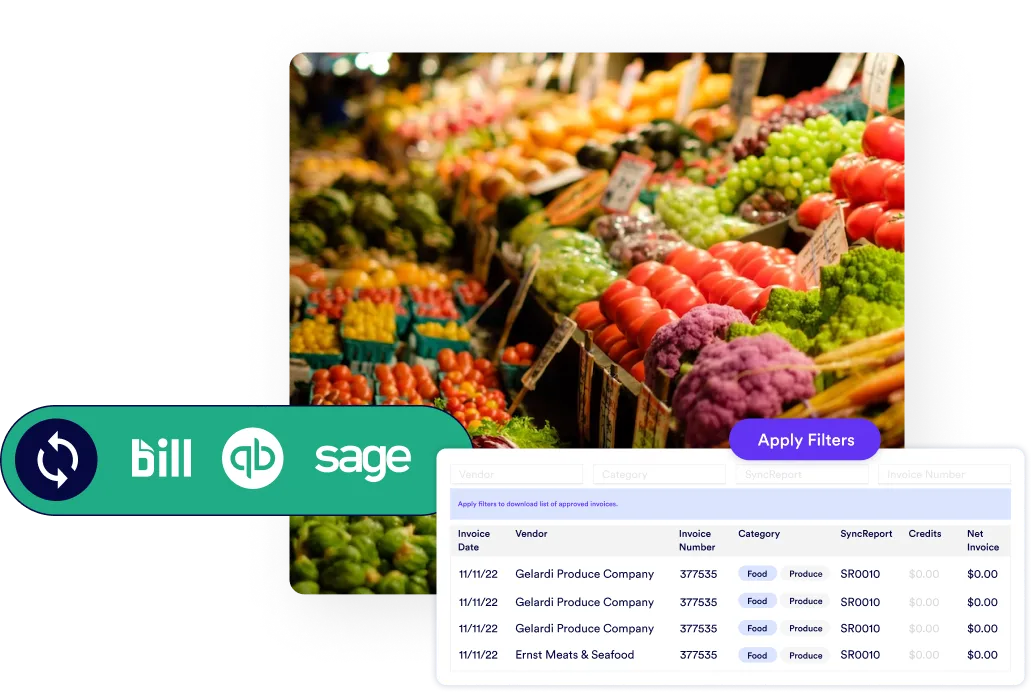 Grocery store produce issle with a list of invoices
