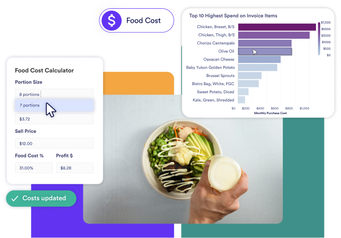 meez food cost calculator interface