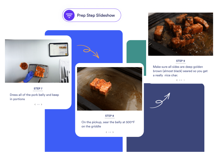 meez interface showing kitchen prep steps