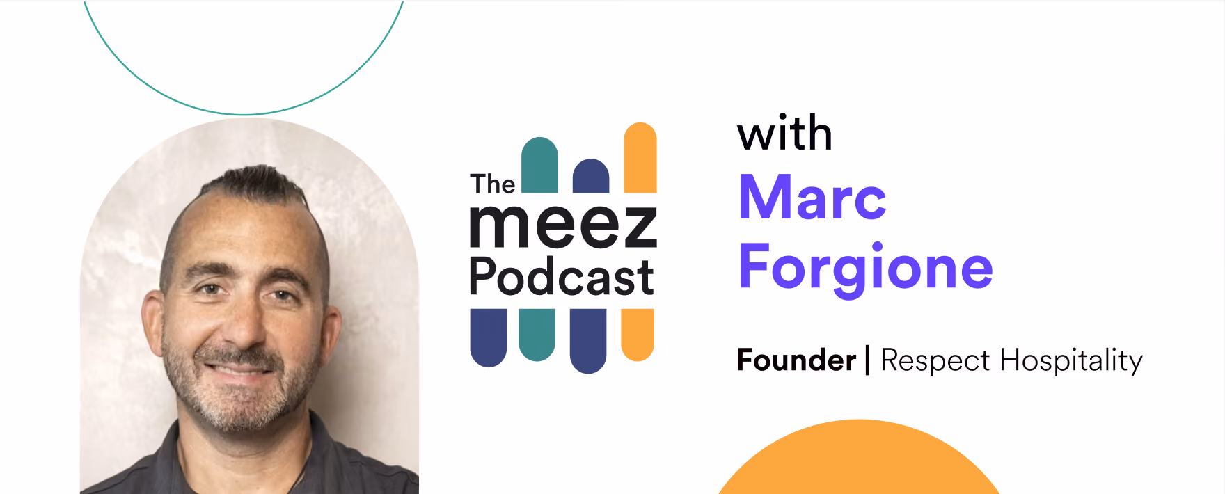 Rectangle with a white background and a photo of Marc Forgione