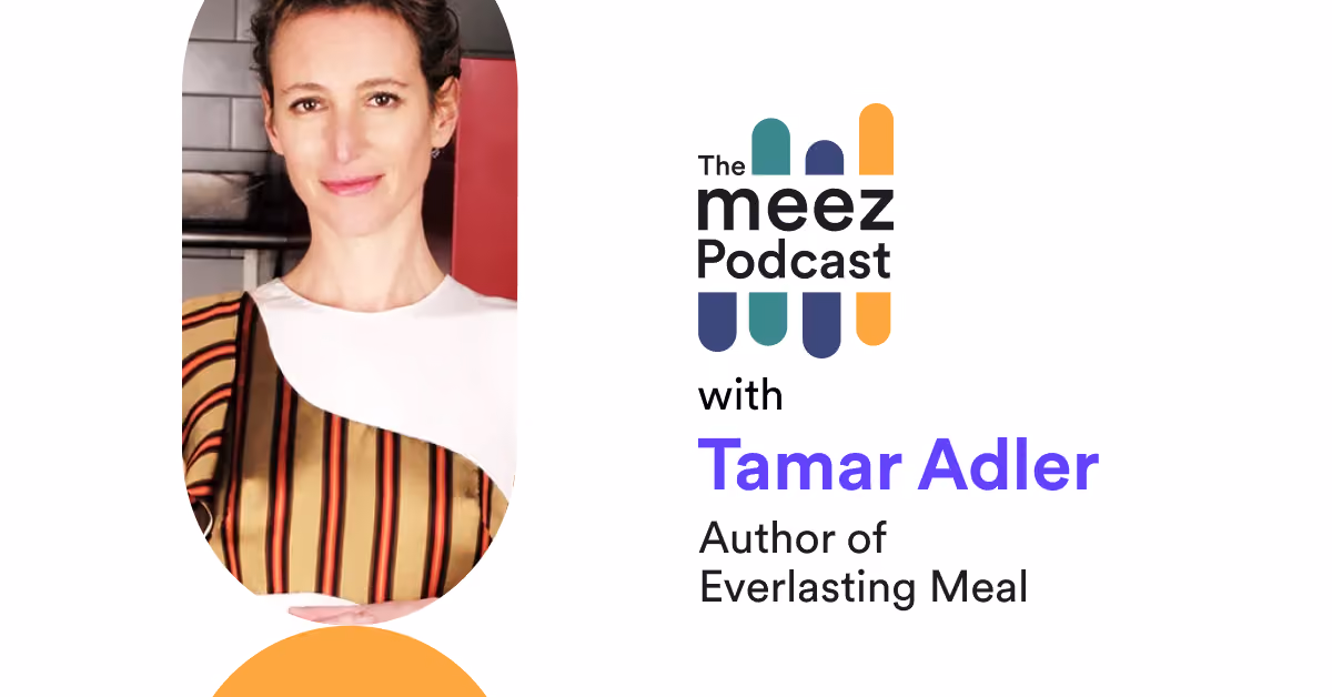 Rectangle with a white background and a photo of Tamar Adler