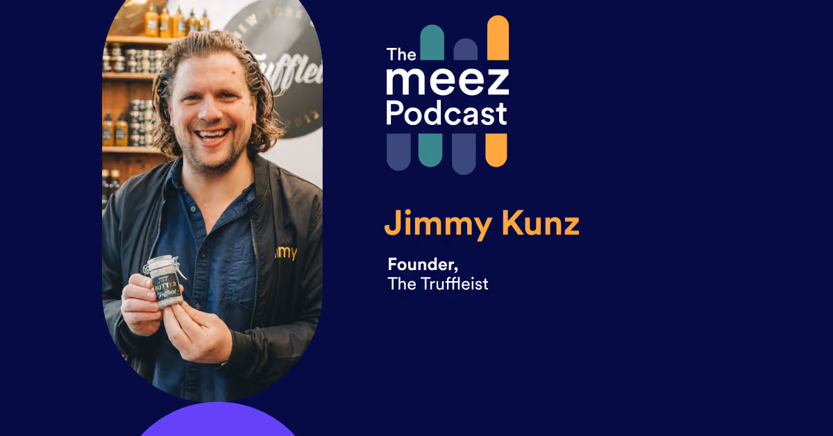 Rectangle with navy background and a photo of Jimmy Kunz