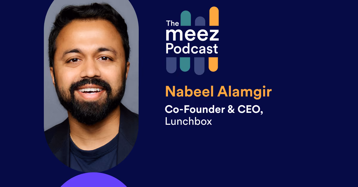 Rectangle image with navy background of Nabeel