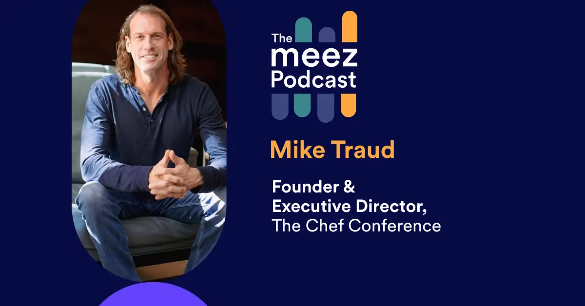 Rectangle Image with navy background of Mike Traud