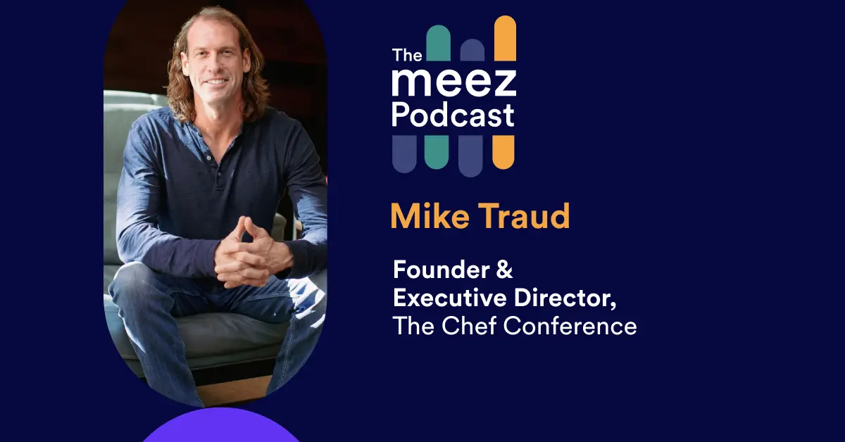 Rectangle Image with navy background of Mike Traud