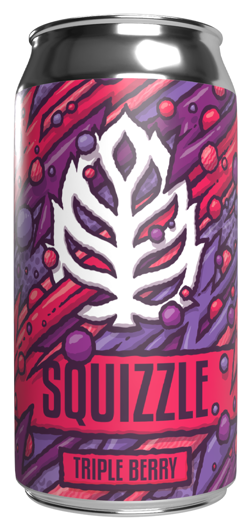 Shiny beer can with whimsical, in-your-face artwork