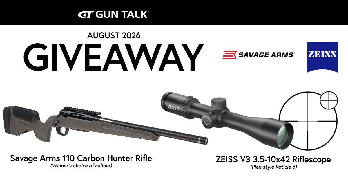 Gun Talk August 2026 Giveaway - Savage Arms 110 Carbon Hunter Rifle and ZEISS V3 Riflescope