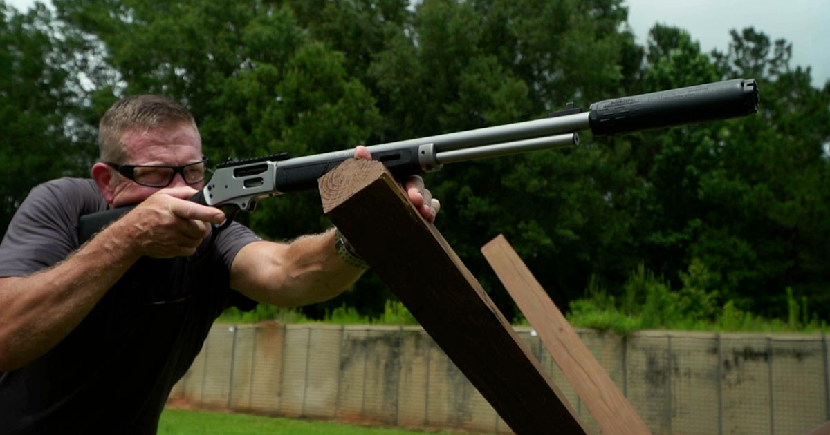 Chris Cerino testing the Smith & Wesson Model 1854 suppressed on the range